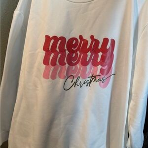 White 'Merry Christmas' Graphic Sweatshirt - Pink/Red Print